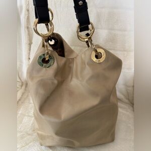 JPK PARIS 75 TAN NYLON TOTE  HOBO BUCKET SHOULDER BAG